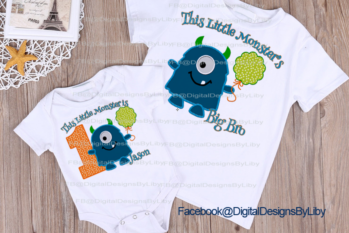 monsters inc birthday shirt Little Monster Tee Shirt Design + Bonus: WordArt (Boy Version) – Digital  Designs by Liby