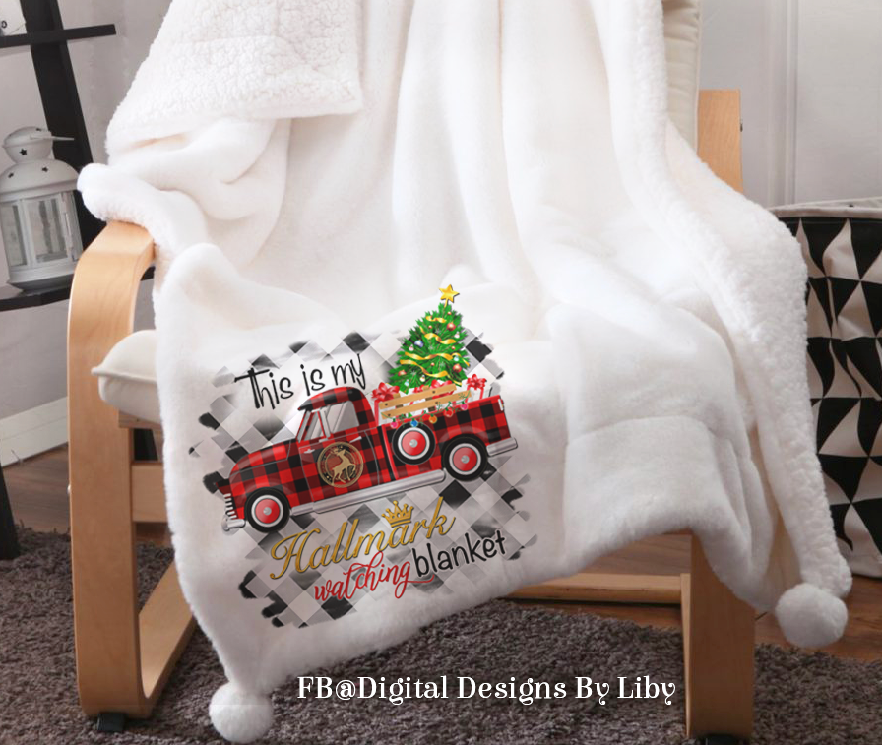 XMAS HALLMARK TRUCK BLANKET T Shirt Pillow Design II Digital Designs by Liby