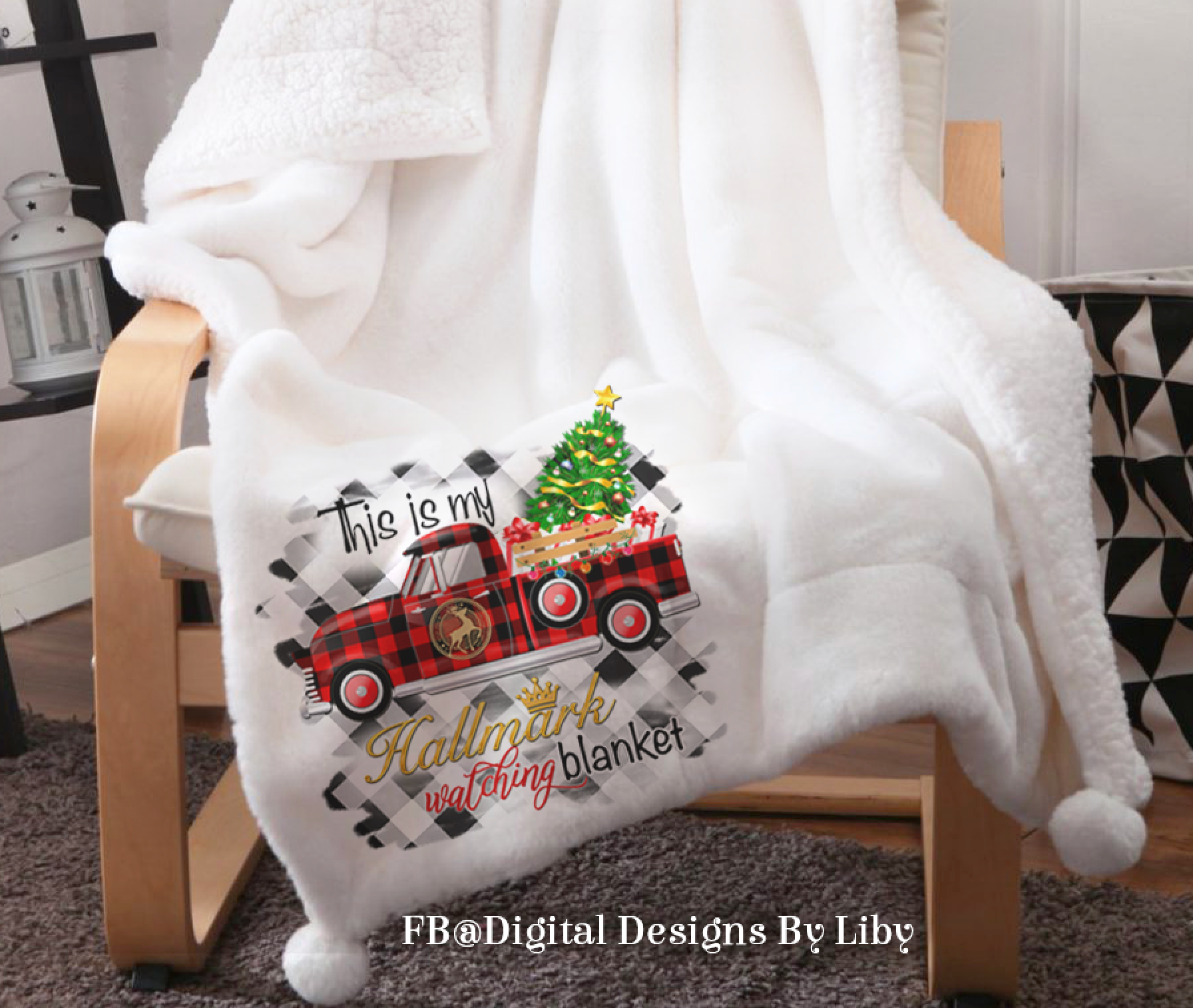 XMAS HALLMARK TRUCK BLANKET, T-Shirt & Pillow Design II