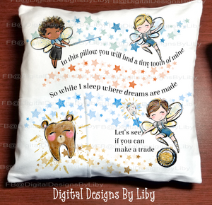 BOY FAIRY TOOTH PILLOW & POUCH DESIGNS