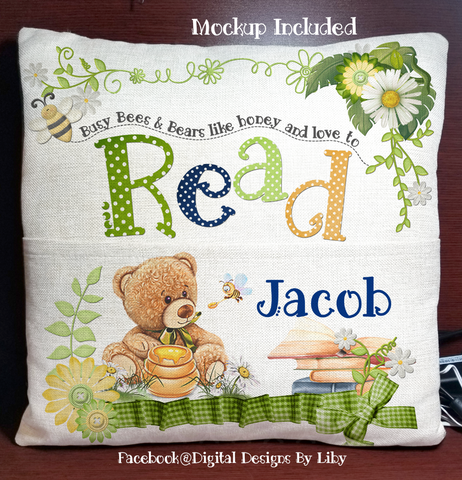 BUSY BEES & BEARS READ (Book Pillow Design)