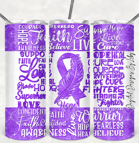 CANCER RIBBONS HOPE 20oz Skinny Tumbler Bundle (Pink, Blue & Purple)