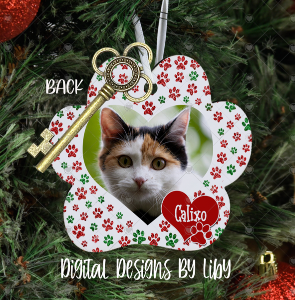 KEYS TO MY HEART CATS Paw &  Round Ornaments (2-Sided)