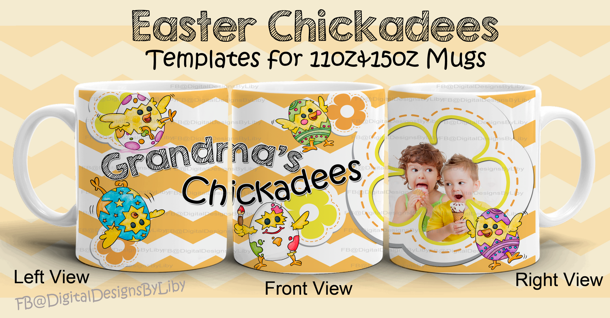 Easter Chickadees Mug Template
