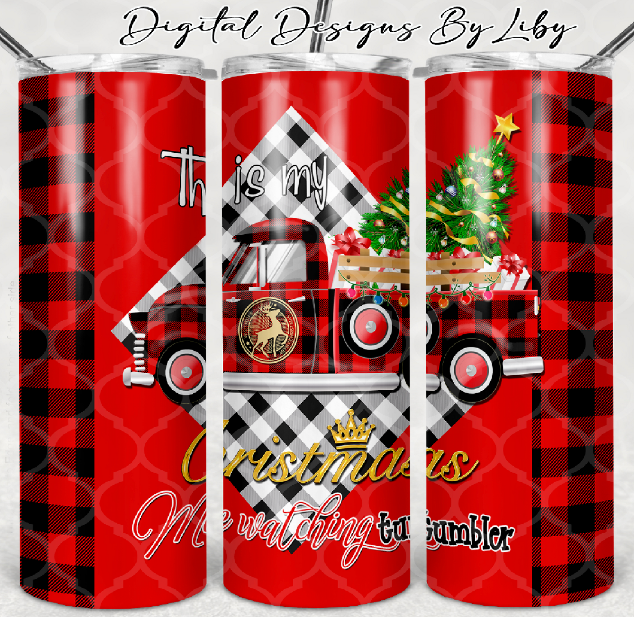 CHRISTMAS MOVE WATCHING TRUCK TUMBLER (20oz & 30oz Templates)