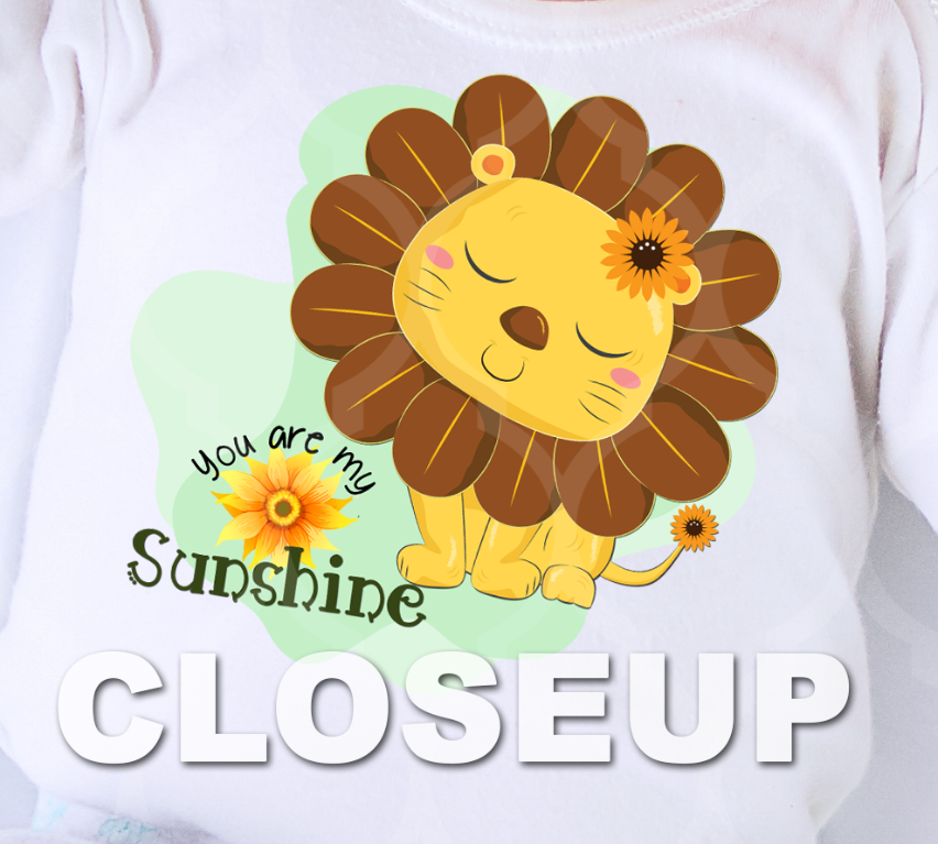 SUNFLOWER LION  (T-Shirt, Bib & Burpie Designs)