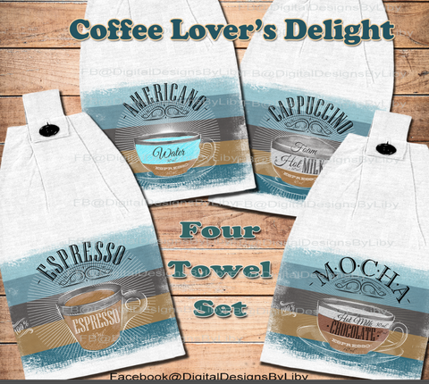 COFFEE LOVERS INTL (4 Towel Designs)
