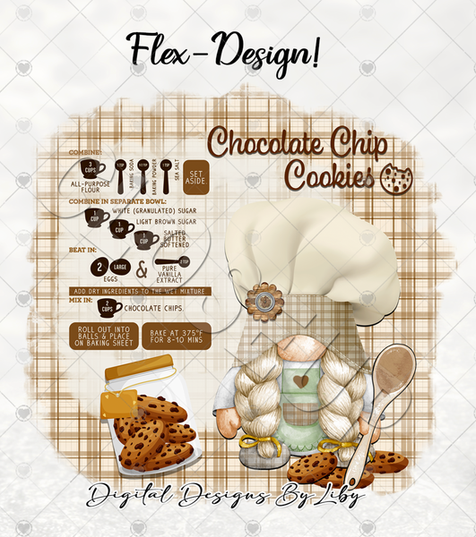 CHOCOLATE CHIP COOKIE Baking Gnome PNG Design, Tumblers, Wall Decor, Cutting Board & More