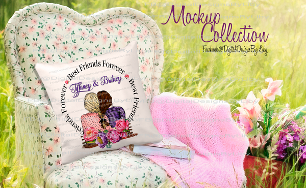 FIELD OF FLOWERS PILLOW MOCKUP I (png & psd formats)
