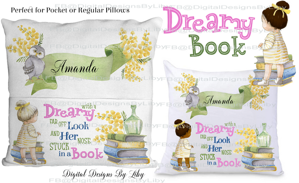 DREAMY BOOK (3 Little Girl  Designs for Pillows)