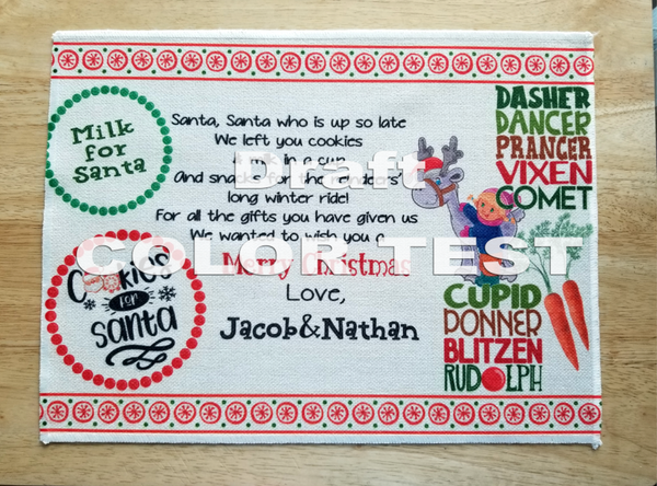 MILK & COOKIES FOR SANTA (2 Placemat Designs Ready to Personalize)