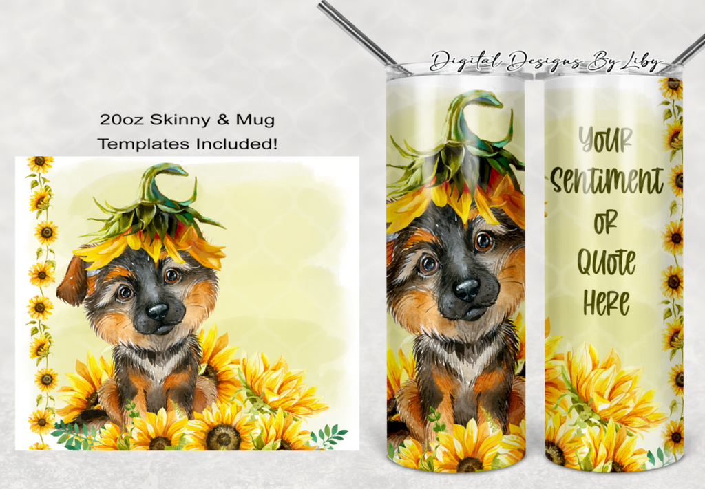 SUNFLOWER GERMAN SHEPHERD MEGA BUNDLE (Skinny Tumbler, Mug, Door Mat, Garden Flag, Door Sign & More)