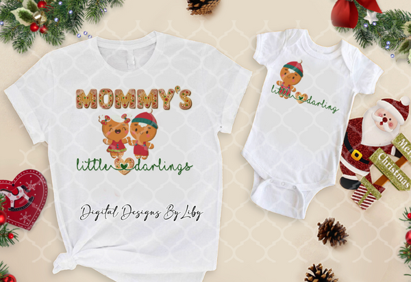 GINGERBREAD DARLINGS Tumbler, Mug, T-Shirt, Gingerbread Kids + WordArt