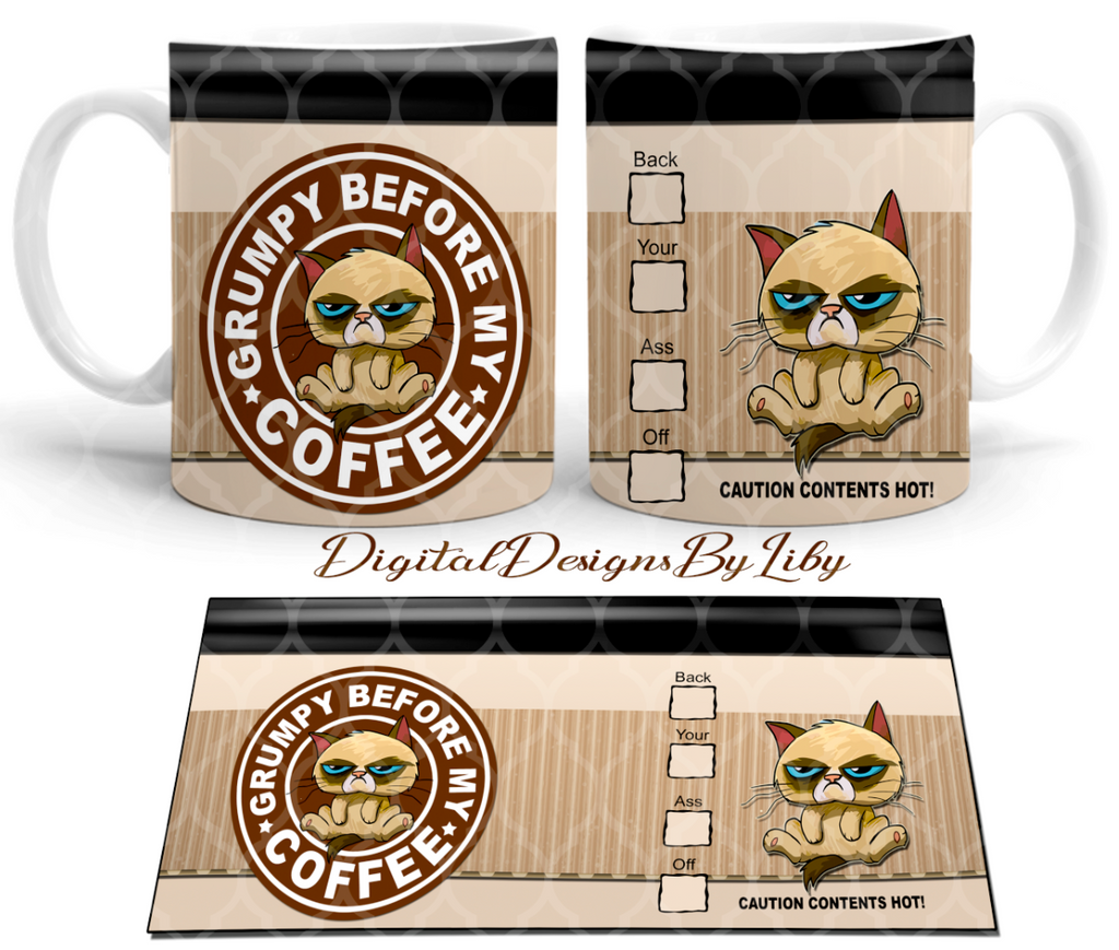 Grumpy Design Cup Design GRUMPY BEFORE COFFEE II 20oz & 30oz SKINNY TUMBLERS & MUG Designs ...