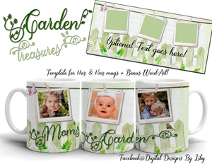 Garden Treasures Mug Template ~ Personalize with photos & Bonus WordArt