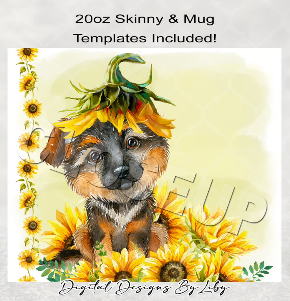 SUNFLOWER GERMAN SHEPHERD MEGA BUNDLE (Skinny Tumbler, Mug, Door Mat, Garden Flag, Door Sign & More)