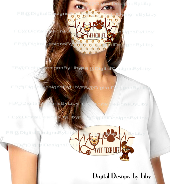 VET TECH LIFE (3 Mask & 2 T-Shirt/Pillow Designs + 3 Mockups)