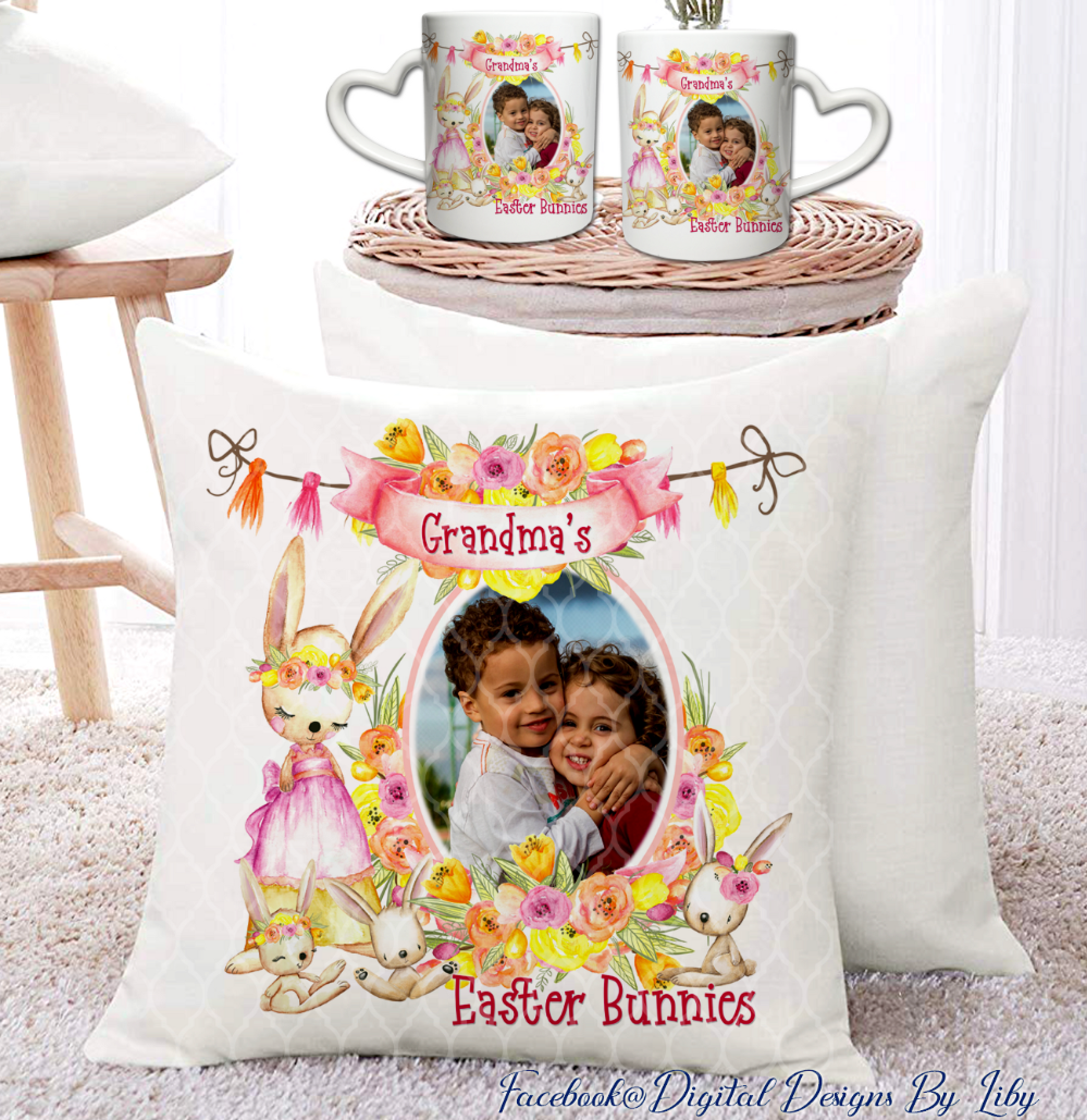 Grandma's Easter Bunnies (Mug, T-Shirt, Pillow & More Designs)