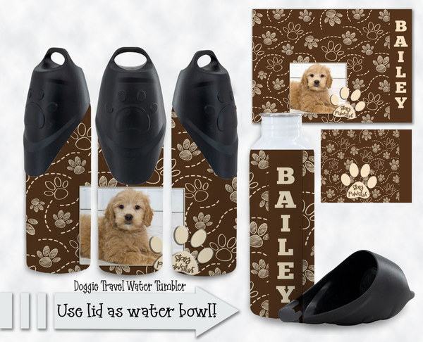 STAY PAWSITIVE Dog Water Tumbler 2 PNG Sublimation Designs