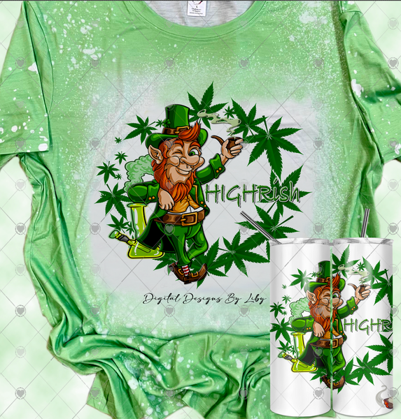 HIGHRISH 420 Leprechaun (Hoodie, T-Shirt & Skinny Tumbler & Mug PNG Sublimation Designs)