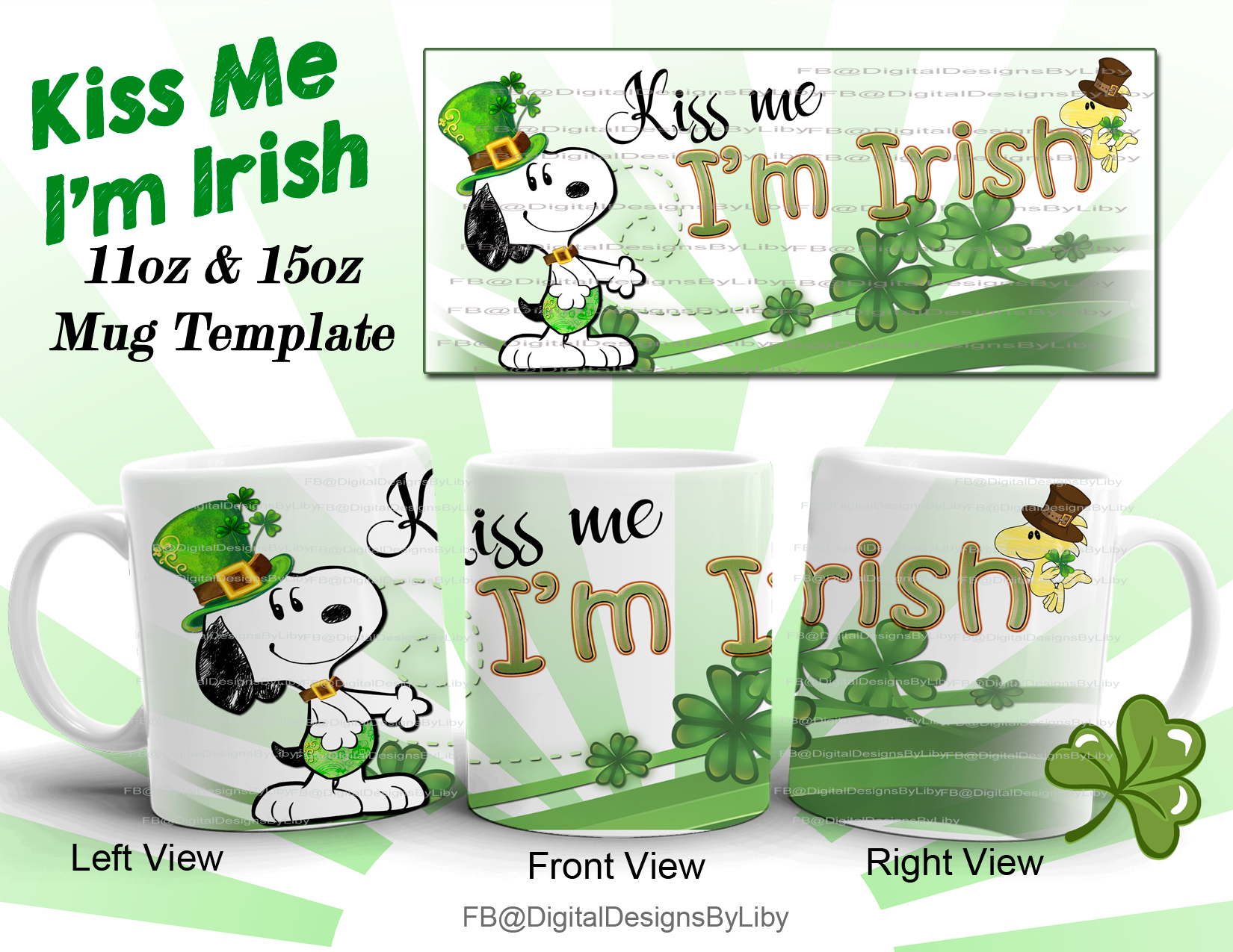 Kiss Me I'm Irish Mug Template