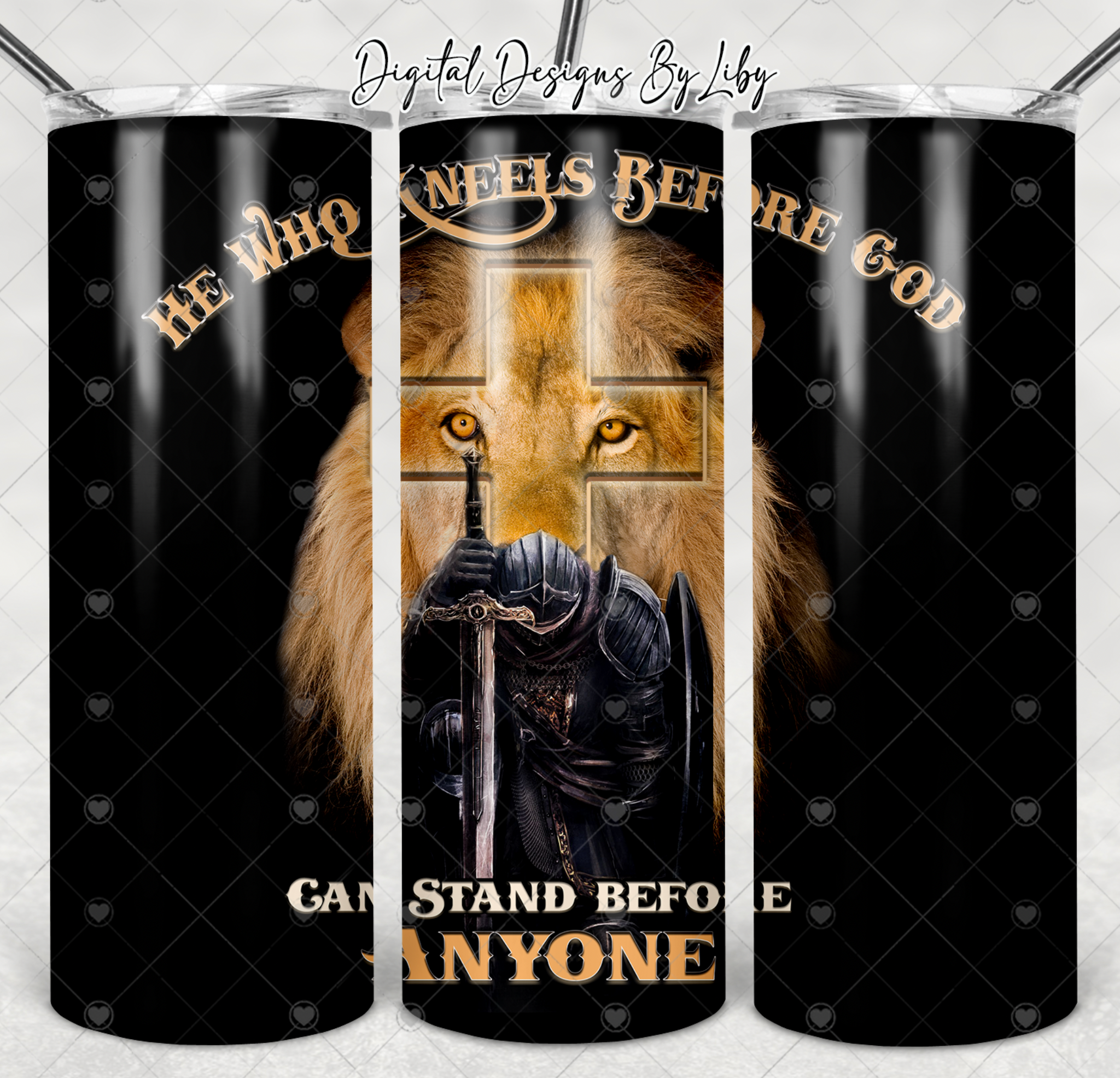 HE WHO KNEELS CHRISTIAN WARRIOR 20oz Skinny Tumbler & Mug