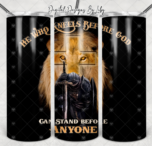 HE WHO KNEELS CHRISTIAN WARRIOR 20oz Skinny Tumbler & Mug