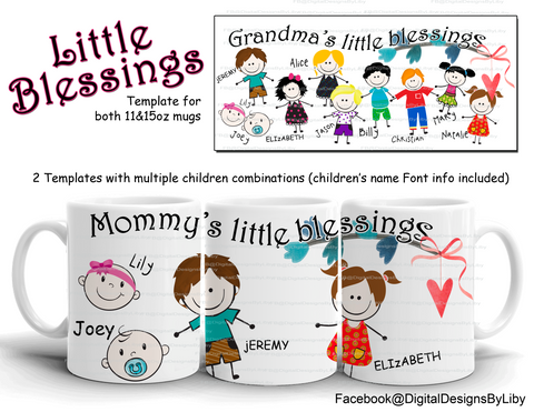 Little Blessings Mug PLUS Bonus: Children Artwork (3 Skin Tones)