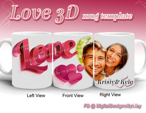 Love 3D Mug Template