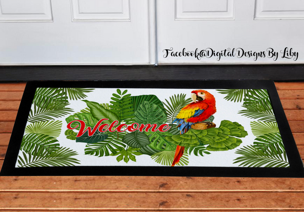 RED MACAW WELCOME MAT