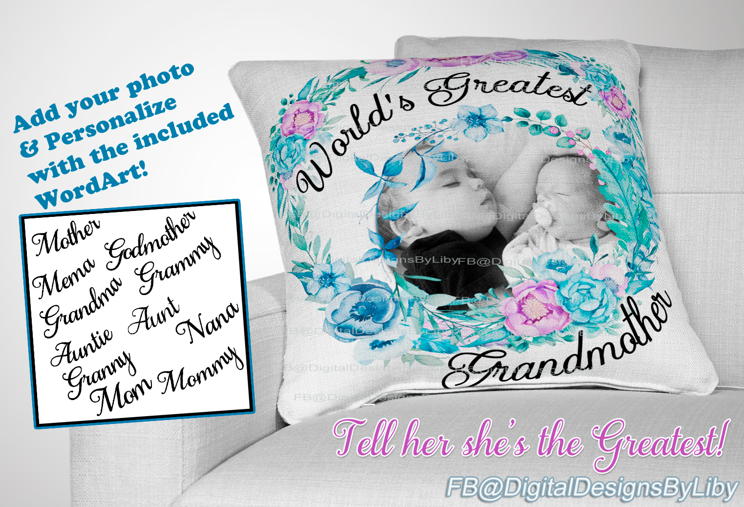 World Greatest Grandma & More Pillow Template
