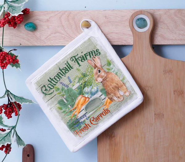 "COTTONTAIL FARMS" (Mug, Coaster, Pot Holder& Towel Designs)