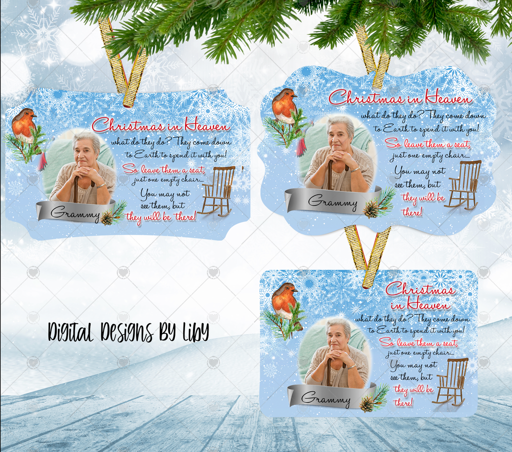 CHRISTMAS IN HEAVEN (Robin-European) - Bench + Berlin, Benelux & Rectangle Christmas Ornaments PNG Sublimation Designs