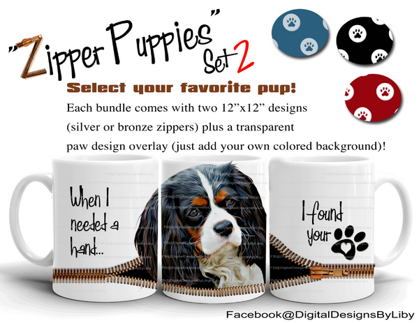 ZIPPER PUPPIES SET 2 (CHOOSE FROM 8 BREEDS)