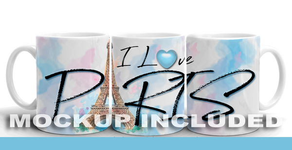 I LOVE PARIS Mug Design + Bonus Mockup