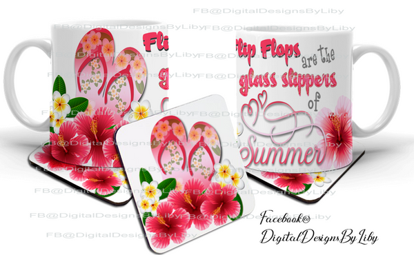 Flip Flops are Glass Slippers T-Shirt, Mug & Coaster Designs