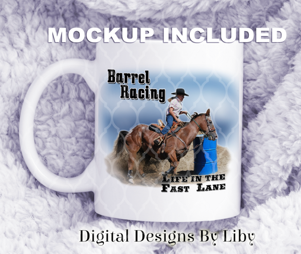 BARREL RACING (Mug & Large Design for T-Shirts, Pillows & More)