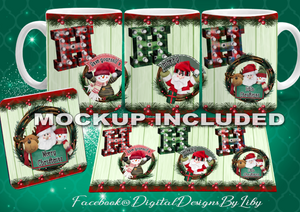 HO HO HO CHRISTMAS (Mug, Coaster & Mockup)