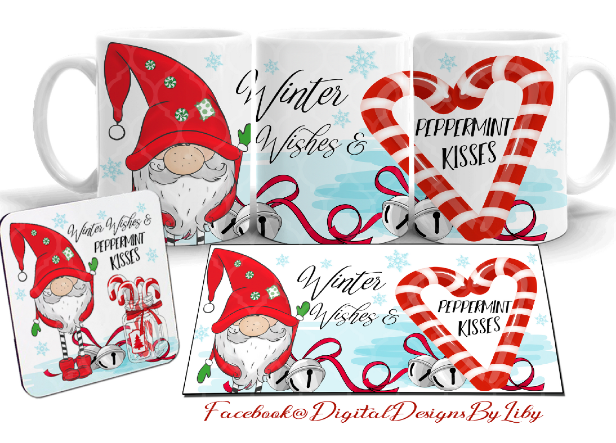 WINTER WISHES & PEPPERMINT KISSES (Mug & Coaster Designs)