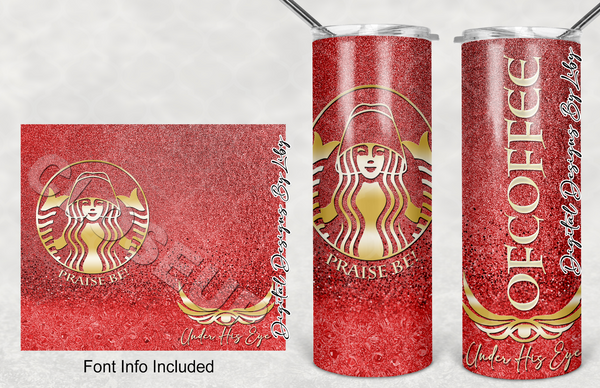 OFCOFFEE Red Glitter 20oz SKINNY TUMBLER (WordArt Included Separately)