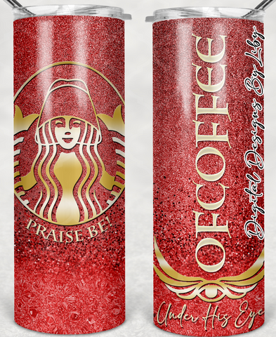 OFCOFFEE Red Glitter 20oz SKINNY TUMBLER (WordArt Included Separately)
