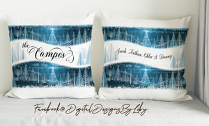 HAPPY HOLIDAYS IN BLUE (Pillow Design)