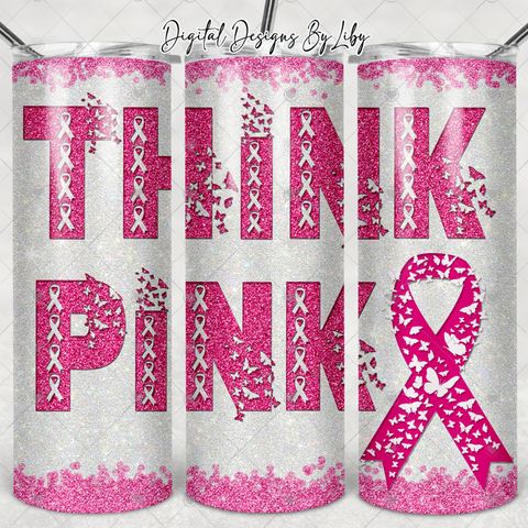THINK PINK Cancer Awareness Butterflies 20oz Tumblers & Mug