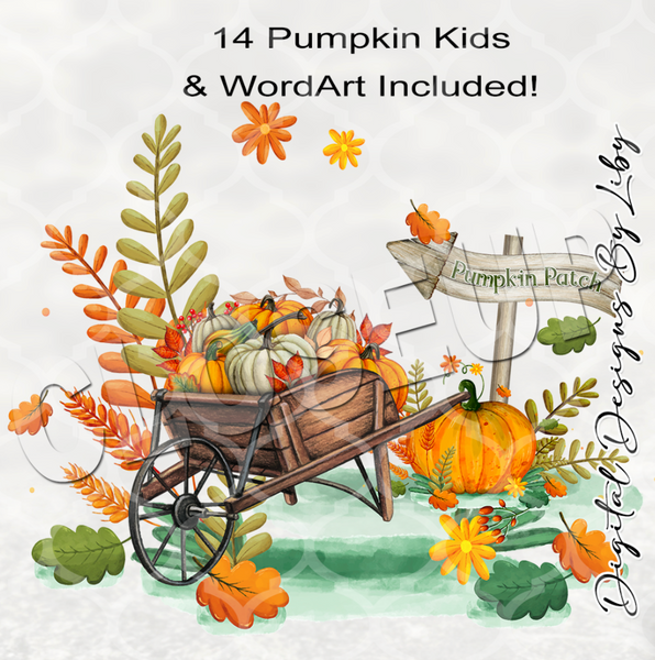 GRANDMA'S PUMPKIN PATCH (12x12 Design + Pumpkin Kids + WordArt)