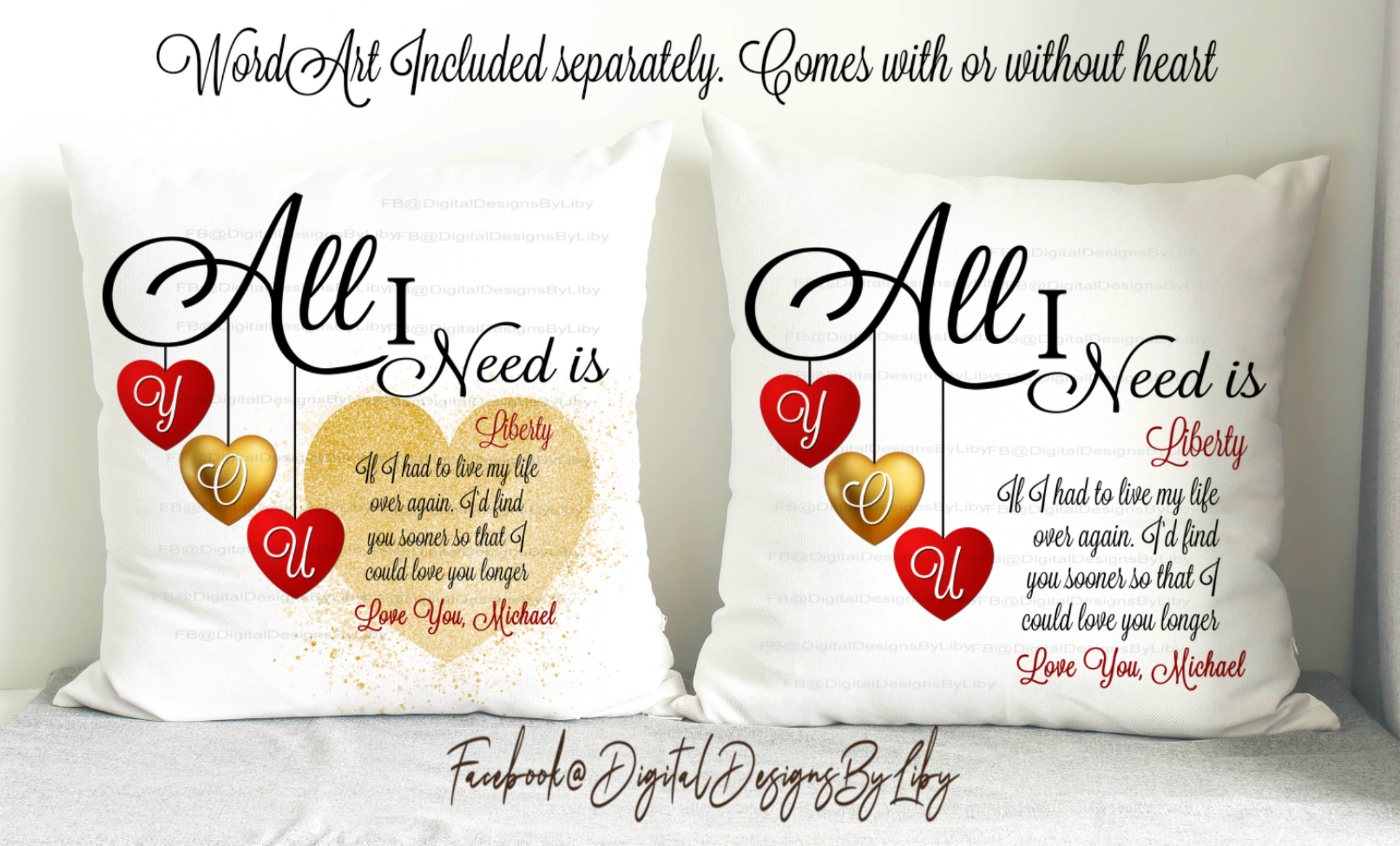 ALL I NEED (2 Designs for Pillows & Mug & More)