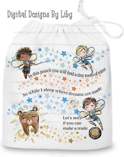 BOY FAIRY TOOTH PILLOW & POUCH DESIGNS