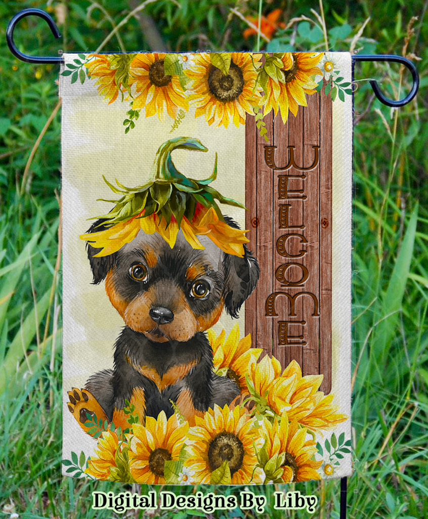 SUNFLOWER ROTTWEILER MEGA BUNDLE (Skinny Tumbler, Mug, Door Mat, Garden Flag, Door Sign & More)