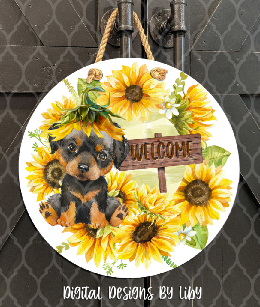 SUNFLOWER ROTTWEILER MEGA BUNDLE (Skinny Tumbler, Mug, Door Mat, Garden Flag, Door Sign & More)