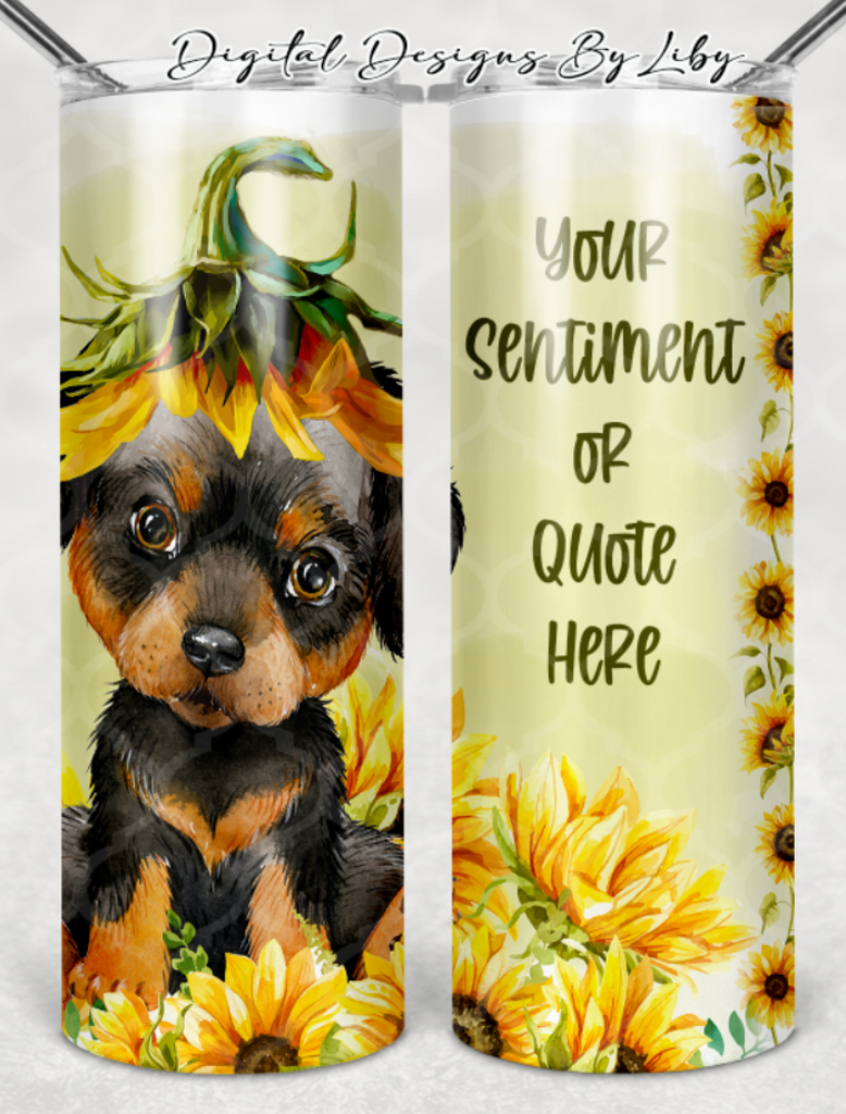 SUNFLOWER ROTTWEILER MEGA BUNDLE (Skinny Tumbler, Mug, Door Mat, Garden Flag, Door Sign & More)