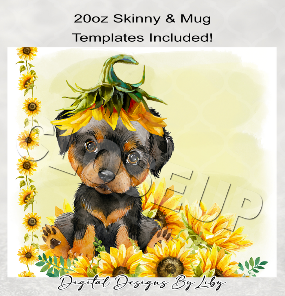 SUNFLOWER ROTTWEILER MEGA BUNDLE (Skinny Tumbler, Mug, Door Mat, Garden Flag, Door Sign & More)